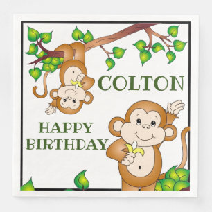Happy Birthday Monkeys Napkin