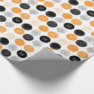 Happy Birthday Monogram Circles Orange Dots Wrap Wrapping Paper