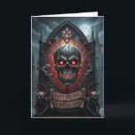 Happy Birthday, Mortal Fool! Gothic Skull Card<br><div class="desc">Wish a "Happy Birthday, You Mortal Fool!" with this darkly humorous gothic birthday card. Featuring a menacing skull with glowing red eyes set against a gothic cathedral backdrop with impish creatures, this card is perfect for those who appreciate edgy, alternative greetings. Ideal for gothic, horror, or Halloween-themed birthdays. Send a...</div>