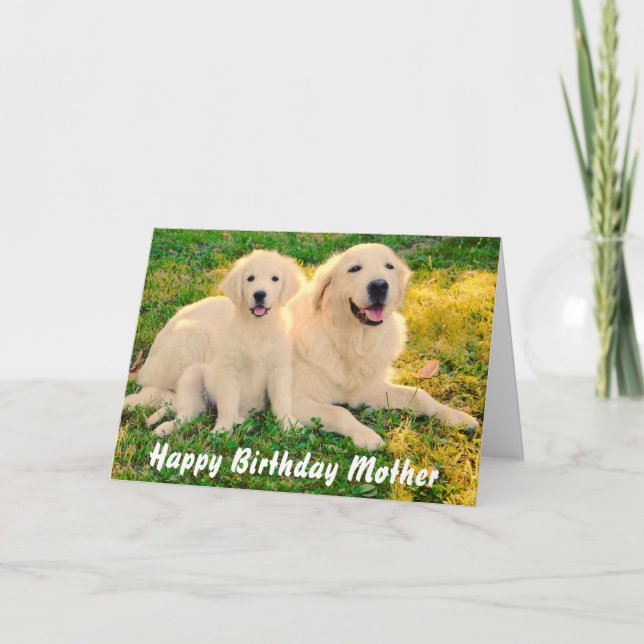 Happy Birthday Mother Cute Golden Retriever Dogs Card (Front)