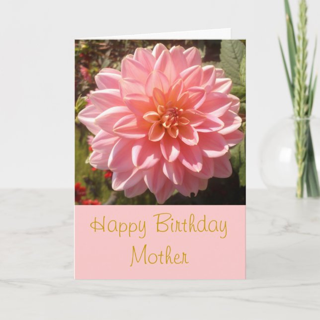 Happy Birthday Mother Pink Dahlia Personalise Card (Front)