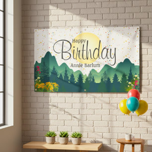 Happy Birthday Mountain Flower Banner