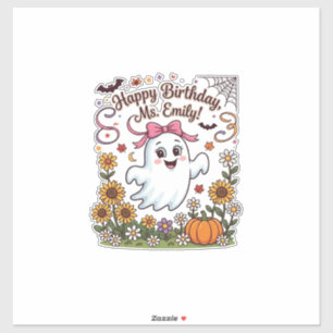 Happy Birthday Ms Emily Halloween Ghost Pumpkin Su