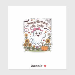 Happy Birthday Ms Emily Halloween Ghost Pumpkin Su