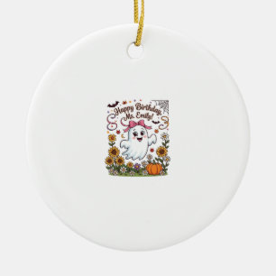 Happy Birthday Ms Emily Halloween Ghost Pumpkin Su Ceramic Tree Decoration