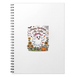 Happy Birthday Ms Emily Halloween Ghost Pumpkin Su Notebook
