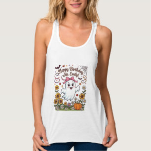 Happy Birthday Ms Emily Halloween Ghost Pumpkin Su Singlet
