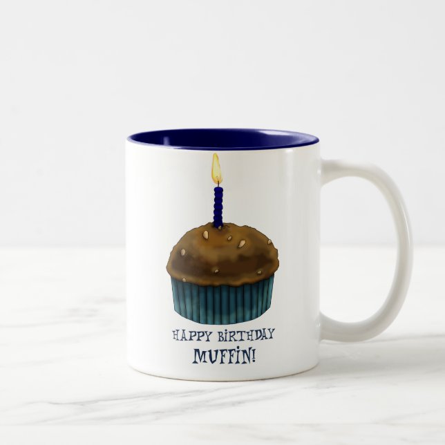 Happy Birthday Muffin Two-Tone Coffee Mug (Right)