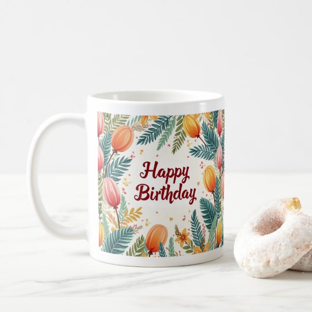 happy birthday mug cup (With Donut)