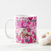 Happy Birthday Mug Pink Pig Paisley
