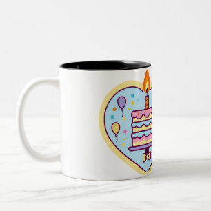 Happy Birthday Mug with Cake & Candle Design