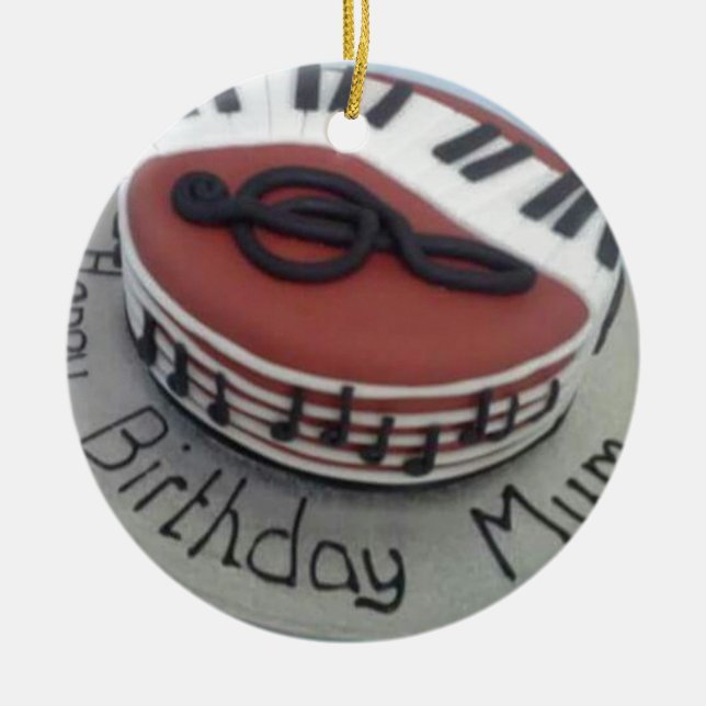 Happy birthday mum cake ceramic tree decoration (Front)