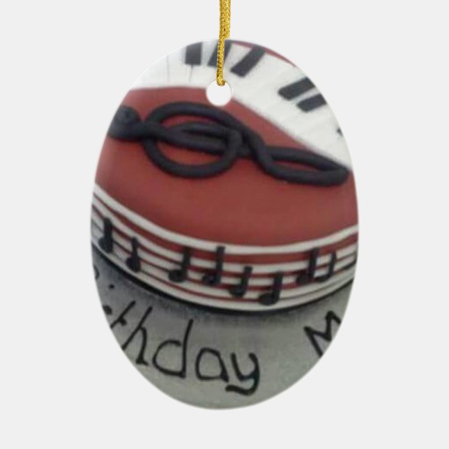 Happy birthday mum cake ceramic tree decoration (Front)