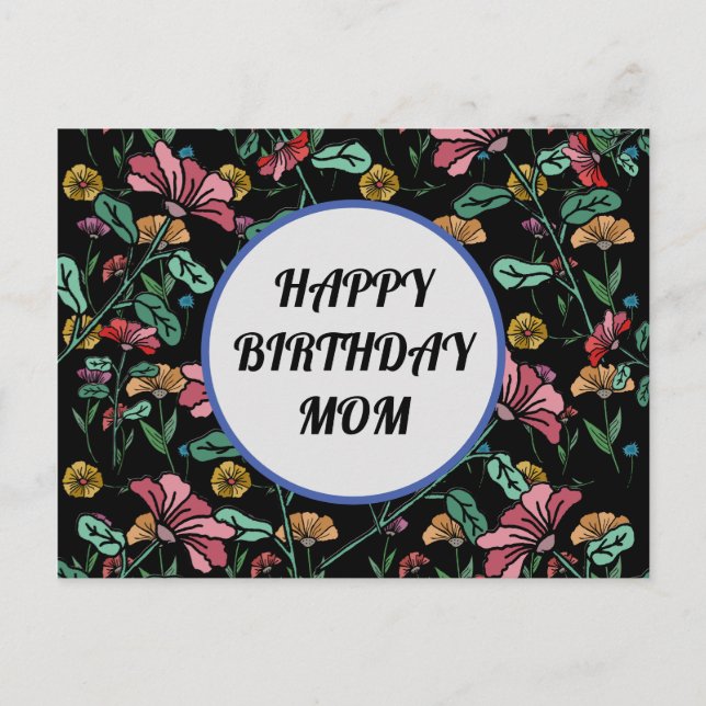 Happy birthday mum floral postcard (Front)