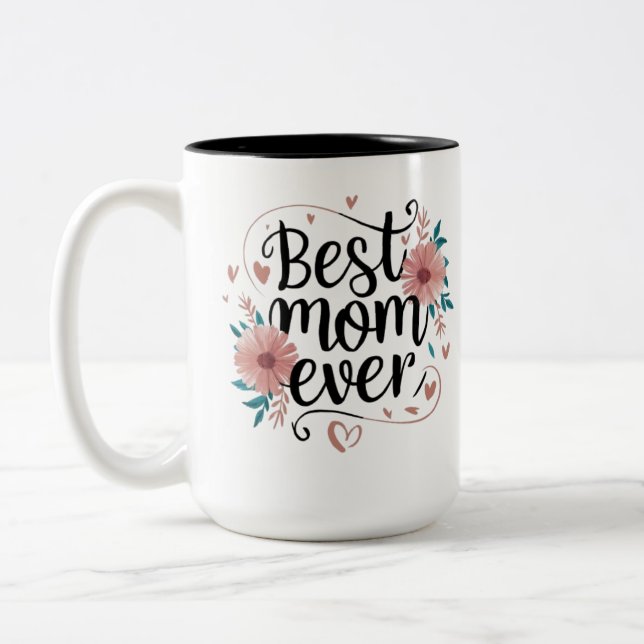 "Happy Birthday Mum - Heartwarming Design Two-Tone Coffee Mug (Left)
