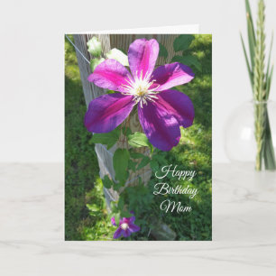 Happy Birthday Mum Pretty Purple Flower Clematis Card
