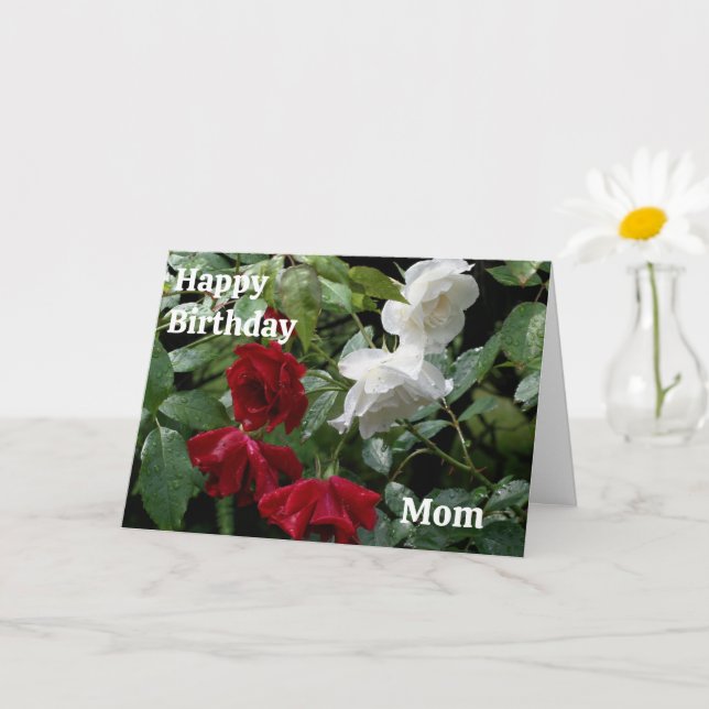 Happy Birthday Mum Red Roses Flowers Card (Small Plant)