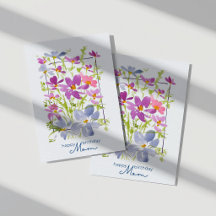 Happy Birthday Mum Watercolor Wildflower Card