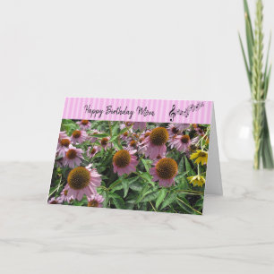 Happy Birthday Mum White and PInkFlowers Card