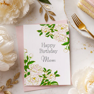 Happy Birthday Mum White Flower Card