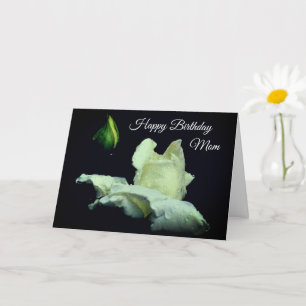 Happy Birthday Mum White Rosebud Flower  Card