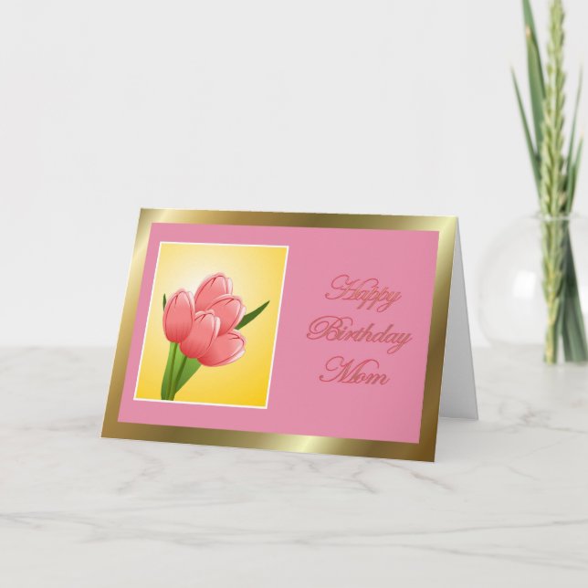 Happy Birthday Mum with tulip Card (Front)