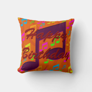 Happy Birthday - Music Throw Pillow