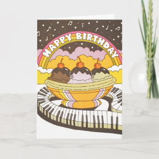 Happy Birthday Musical Banana Split Letterpress Card