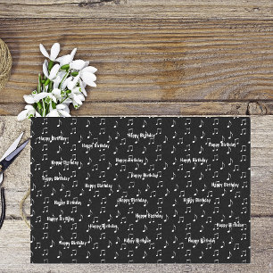 Happy Birthday Musical Black White Theme Notes Tissue Paper