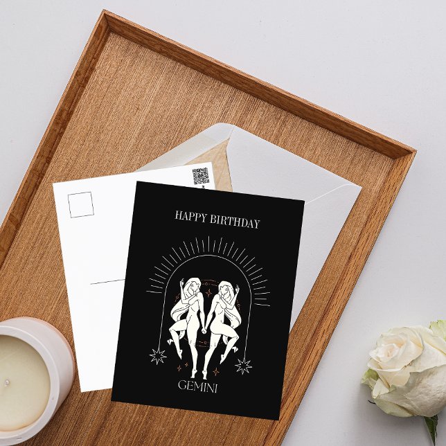 Happy Birthday Mystic Gemini Zodiac Horoscope Postcard (Happy Birthday Mystic Gemini Zodiac Horoscope Postcard)