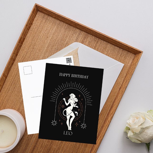 Happy Birthday Mystic Leo Zodiac Horoscope Postcard (Happy Birthday Mystic Leo Zodiac Horoscope Postcard)