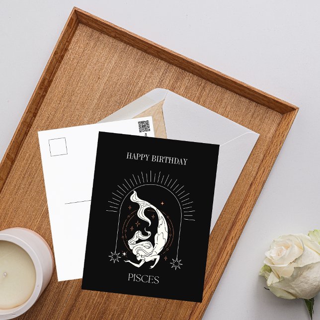 Happy Birthday Mystic Pisces Zodiac Horoscope Postcard (Happy Birthday Mystic Pisces Zodiac Horoscope Postcard)
