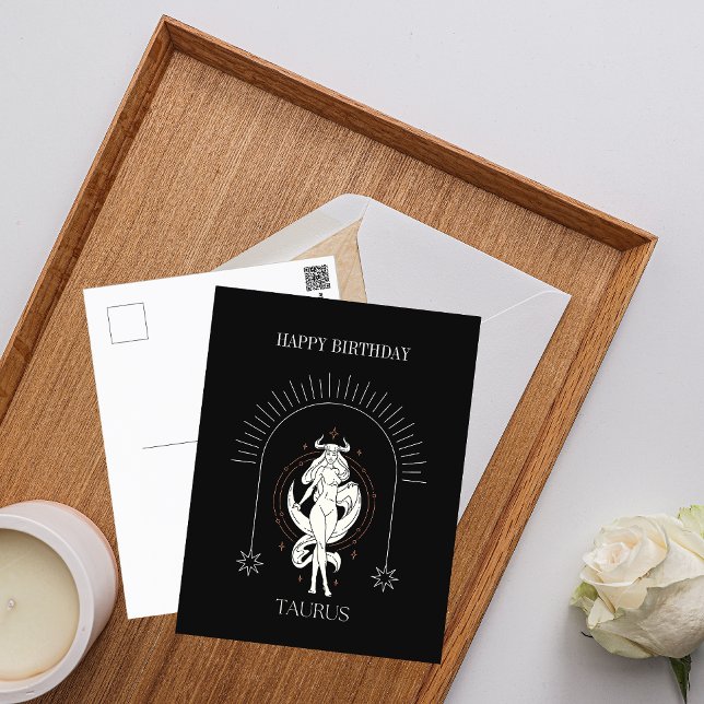 Happy Birthday Mystic Taurus Zodiac Horoscope Postcard (Happy Birthday Mystic Taurus Zodiac Horoscope Postcard)
