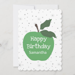 Happy birthday  name custom green apple card