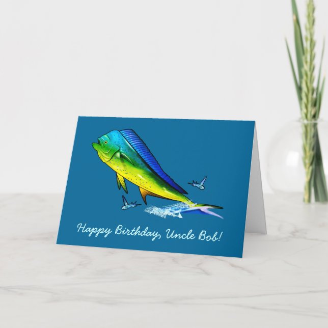 Happy Birthday Name Customisable with Mahi Mahi Card (Front)