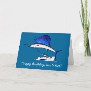 Happy Birthday Name Customisable with Sailfish Card