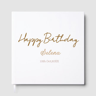 happy birthday name date brown purple pastel simpl guest book
