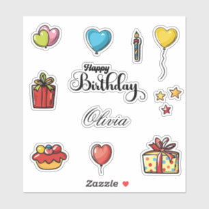 Happy Birthday Name Heart Balloons & Gifts Bundle 