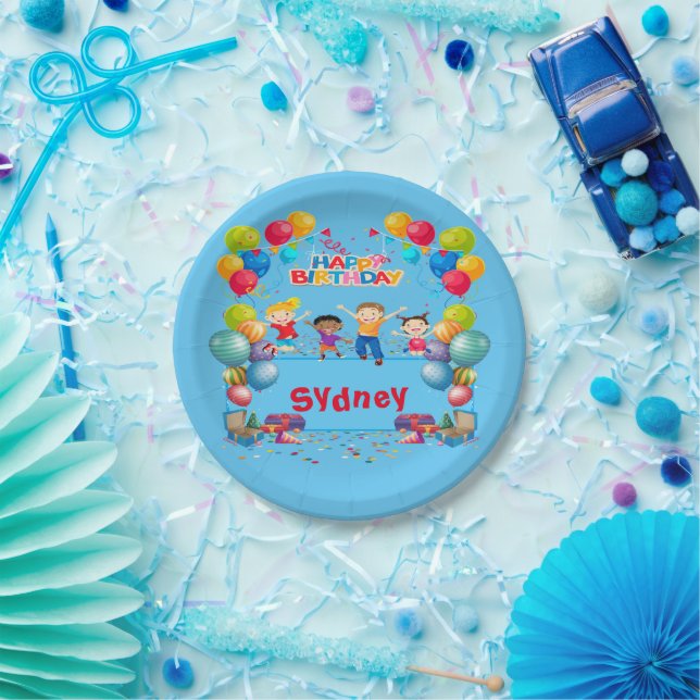 Happy Birthday Name Party Paper Plate 7 inch (Party)