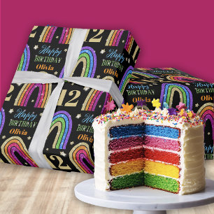 Happy Birthday Name Rainbow Wrapping Paper