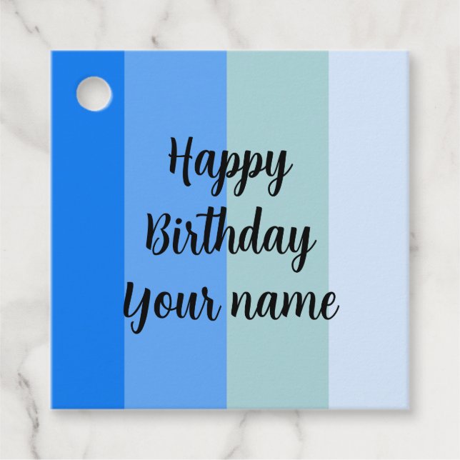 Happy Birthday Name Template Favour Tags (Front)