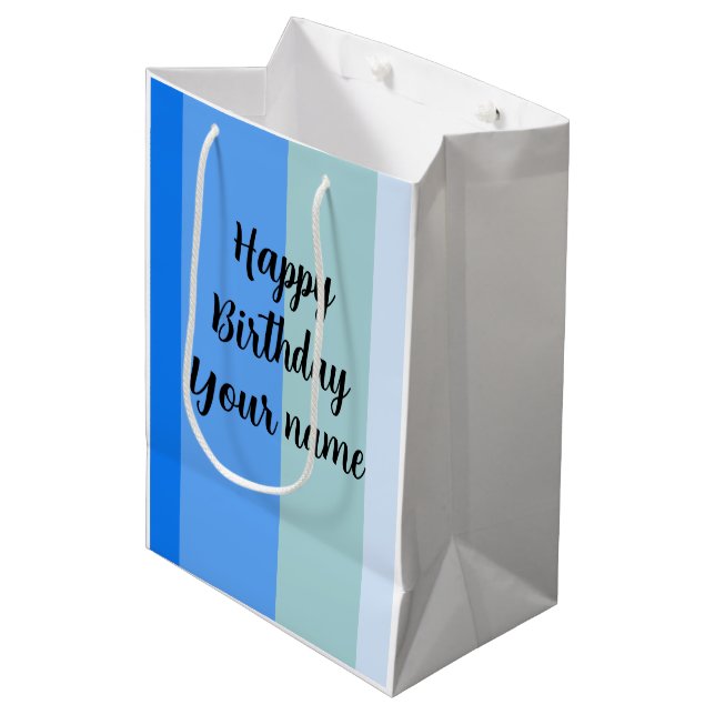Happy Birthday Name Template Medium Gift Bag (Front Angled)