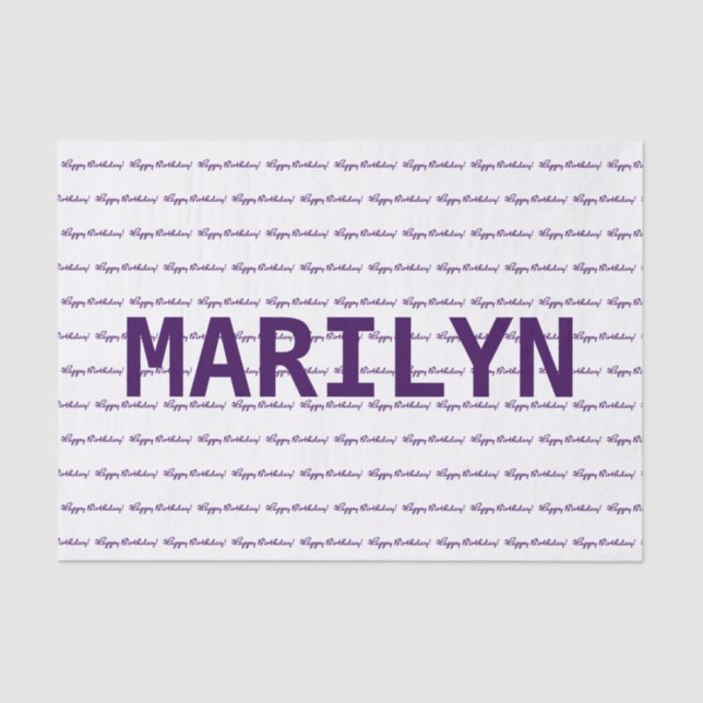 Happy Birthday! Name Template Purple Tissue Paper (Front)