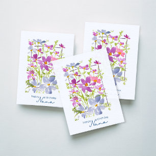 Happy Birthday Nana Lilac Watercolor Floral Card  