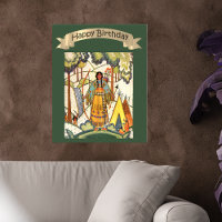 Happy Birthday Native American Woman Embroidery
