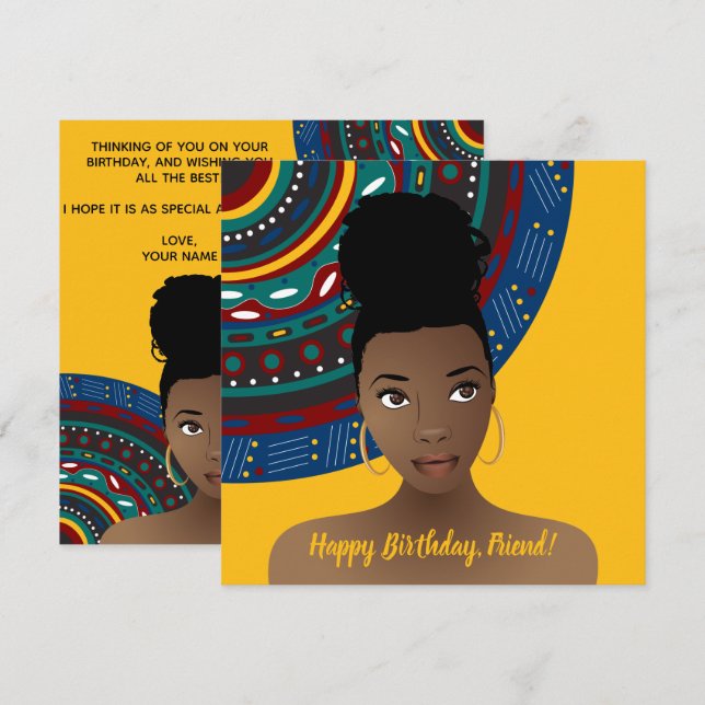 Happy Birthday! | Natural Beauty, Tribal Inspired Card (Front/Back)