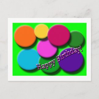 Happy Birthday neon dots postcard