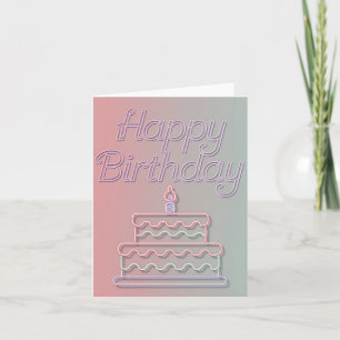 Happy Birthday Neon Sign Design Note Card