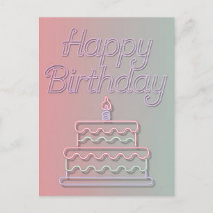 Happy Birthday Neon Sign Design Postcard