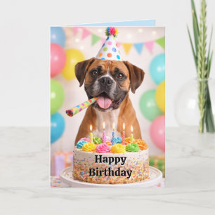 Happy Birthday Nephew Cute Boxer Dog  Holiday Card